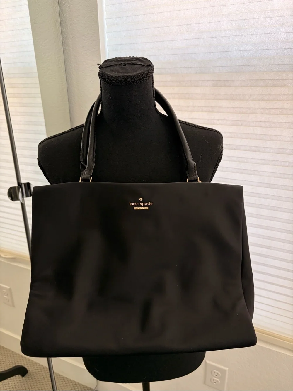 kate spade black nylon tote with gold plaque Kate Spade nylon Tote Bag Purse Like new | Mercari main image 3